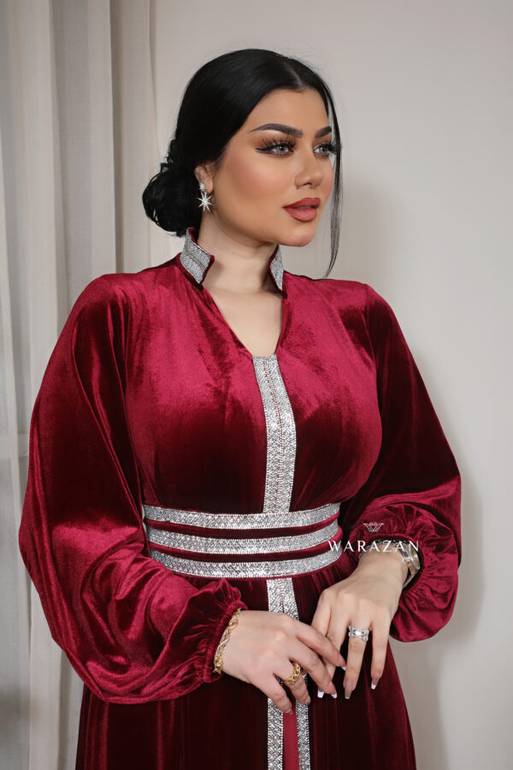 فستان مغربي مخمل سترس كامل للمناسبات