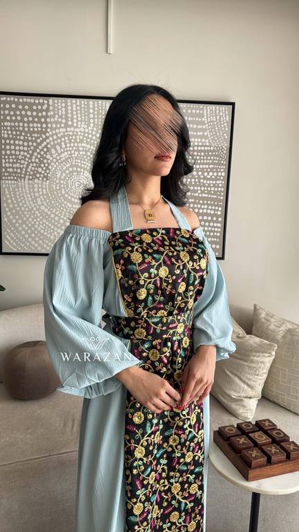 جلابية رمضانية بتطريز وأكمام طويلة 