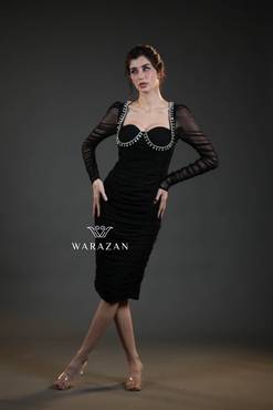 فستان سهرة ناعم قصير ماسك