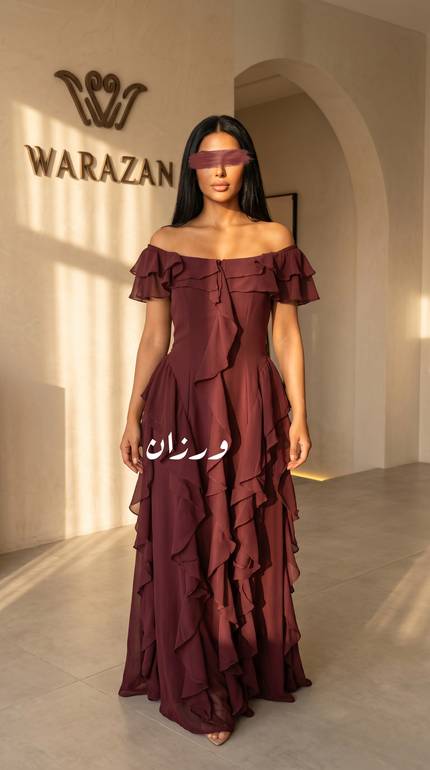 فستان ناعم بقصة من الكتف 