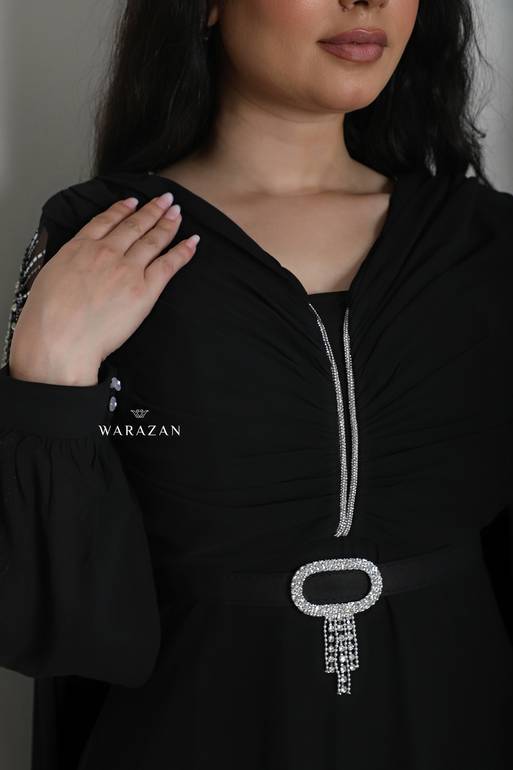 فستان سهرة ناعم راقي بحزام من الخصر 