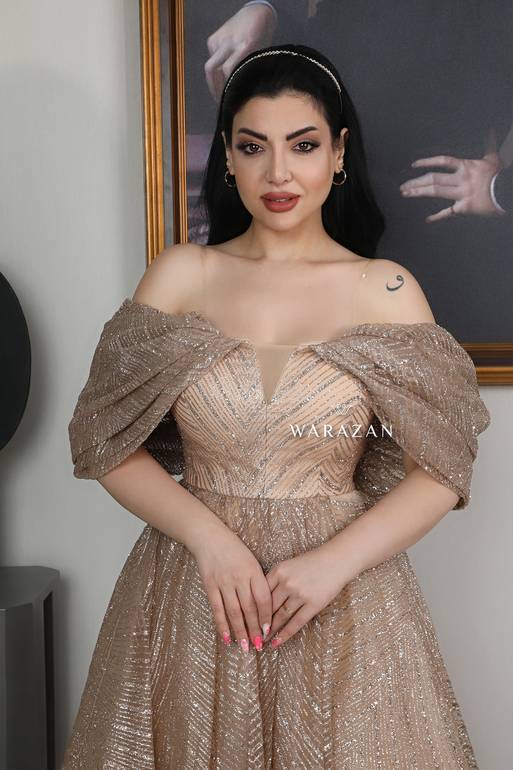 فستان سهرة ناعم اوف شولدر 
