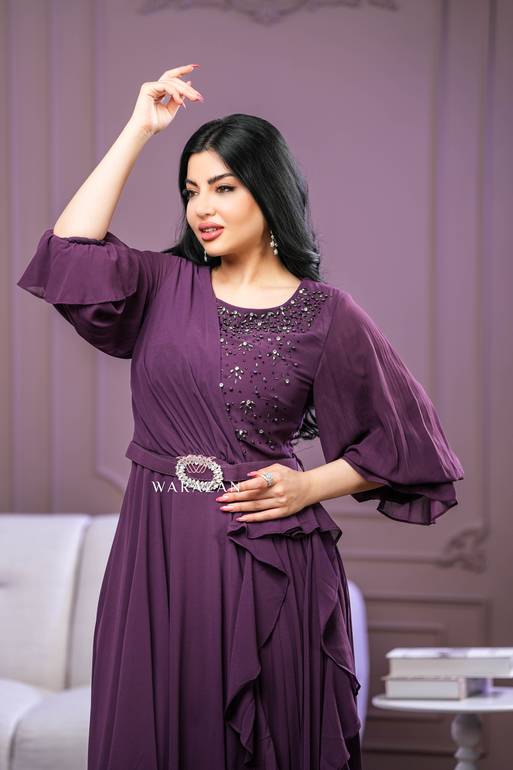 فستان سهرة مخمل دبل كلوش للمناسبات والعيد والخطوبة