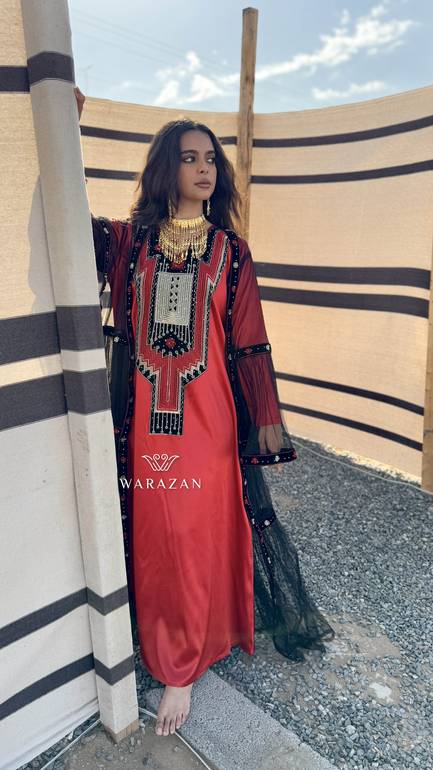جلابية عسيري قطعتين تطريز كمبيوتر مع فصوص