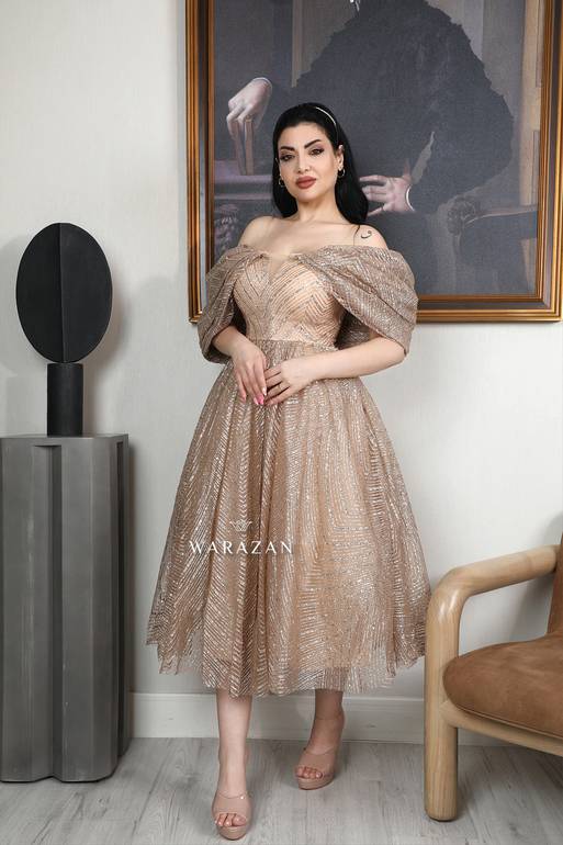 فستان سهرة ناعم اوف شولدر 