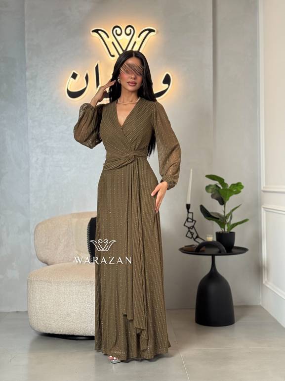 فستان ناعم أنيق لامع بأكمام شفافة