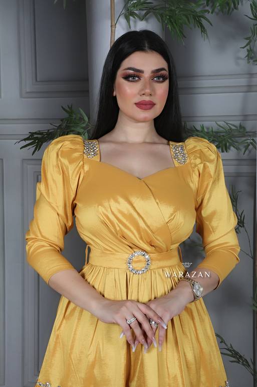 فستان راقي قماش شانطون وتطريز