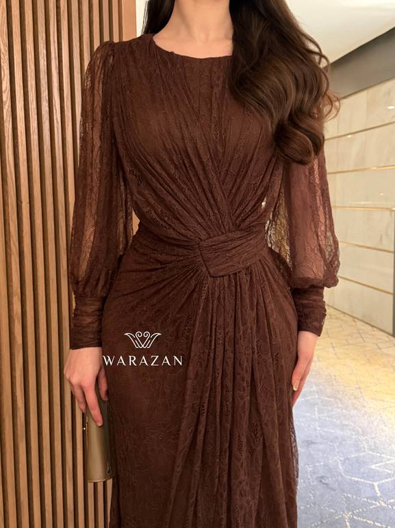 فستان سهره دانتيل مخصر من الخصر 
