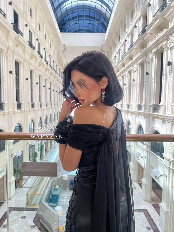 فستان سهرة طويل ماسك مع شال 