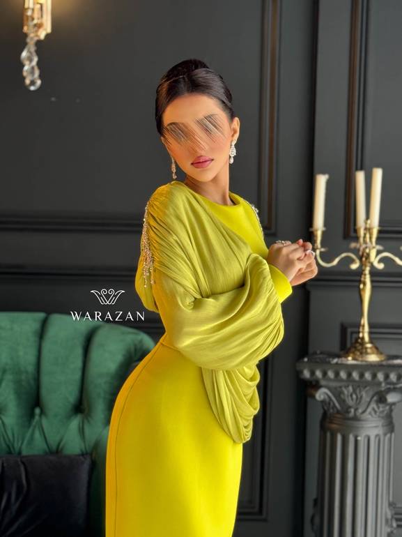 فستان انيق بقصة وشاح من الكم 