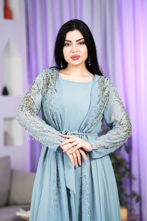 فستان سهرة مخمل أنيق بحزام من الخصر للمناسبات 