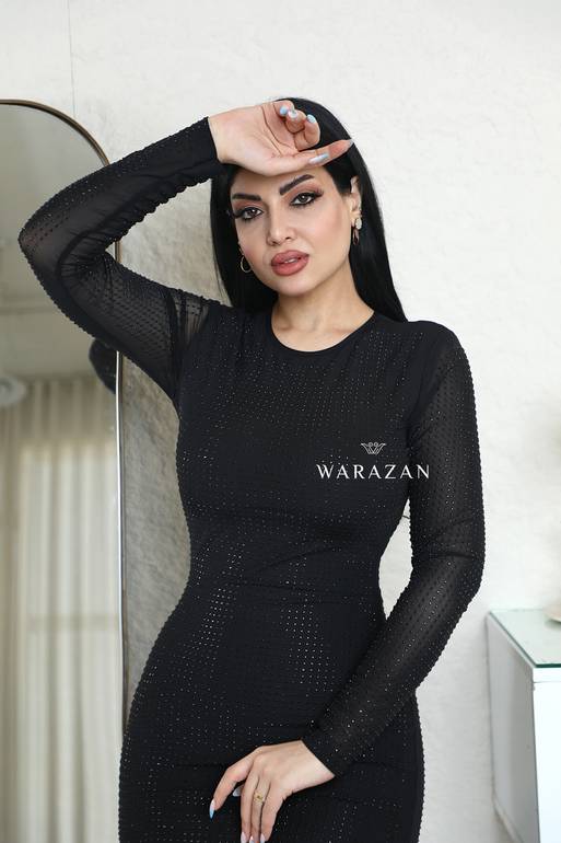 فستان لمعة ماسك بأكمام طويلة 