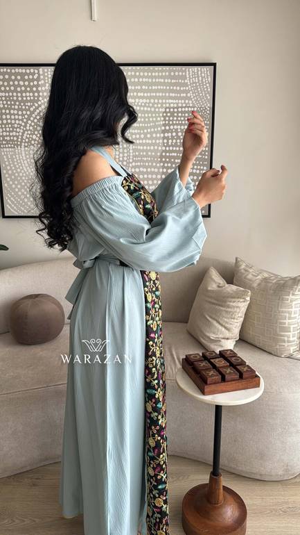 جلابية رمضانية بتطريز وأكمام طويلة 