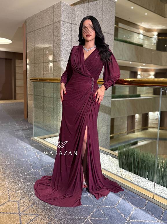 فستان سهره بكرستال من الخصر 