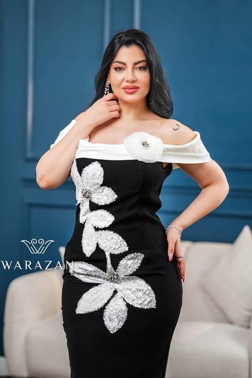 فستان سهرة ماسك بتطريز ورد 