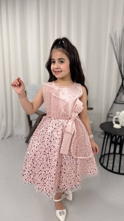 فستان سهرة بناتي بللول وترتر للمناسبات