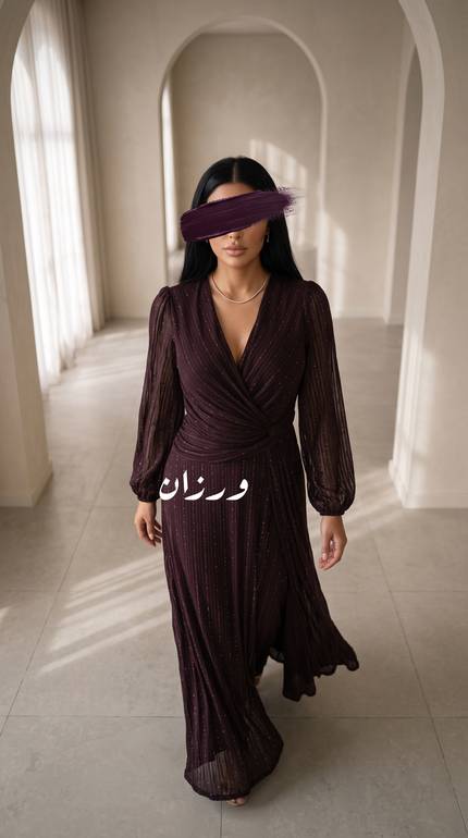 فستان ناعم أنيق لامع بأكمام شفافة