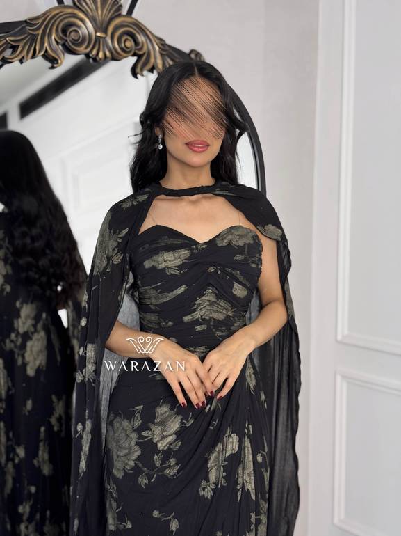  فستان سهرة بقصة وشاح من الكتف 