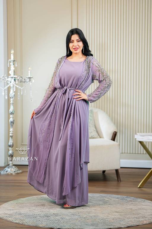فستان سهرة مخمل أنيق بحزام من الخصر للمناسبات 