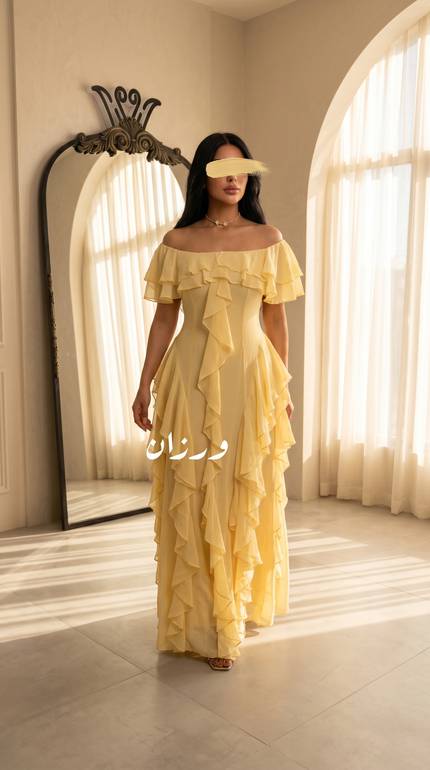 فستان ناعم بقصة من الكتف 