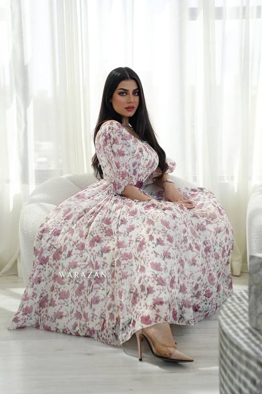 فستان مورد ميدي ب ربطة