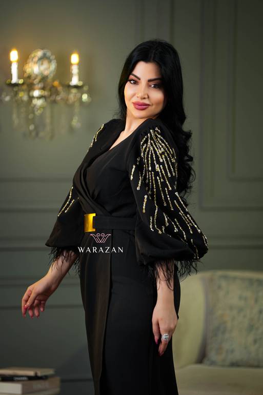 فستان سهرة للمناسبات والعيد والخطوبة مخمل مع حزام