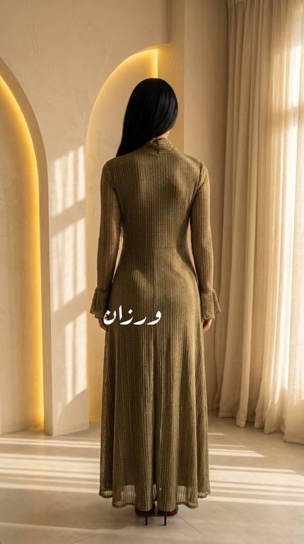 فستان سهره لامع  واكمام شفافه