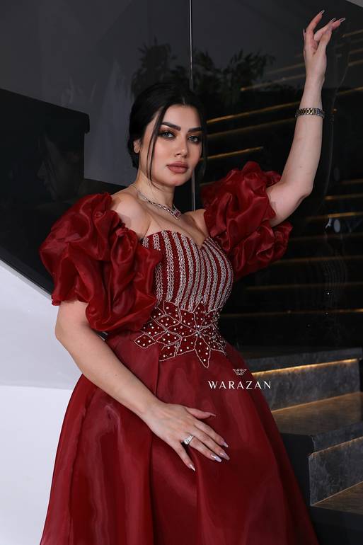 فستان سهرة راقي بتطريز دبل كلوش 