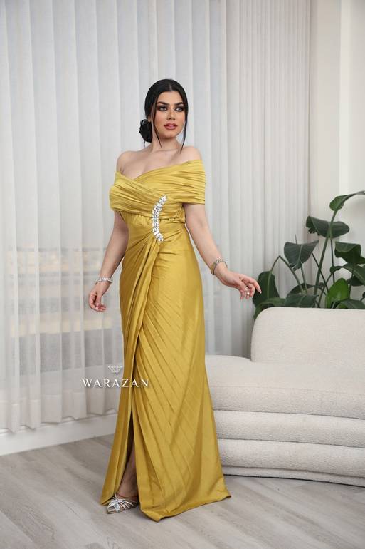 فستان بيليسيه أنيق ومميز للمناسبات - ذهبي - 10