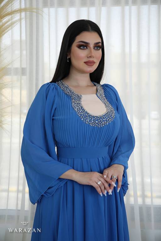 فستان سهرة ناعم شيفون بكسرات