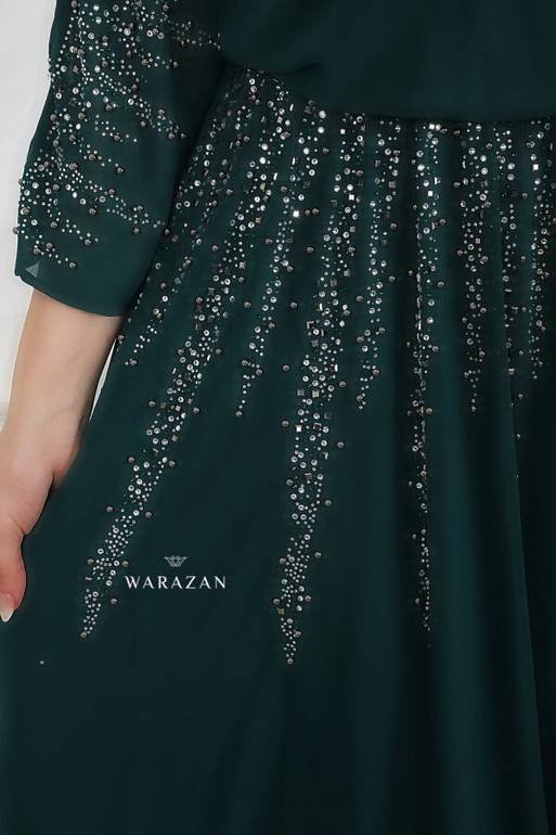 فستان سهرة ساتر بتطريز شك مقاسات كبيرة