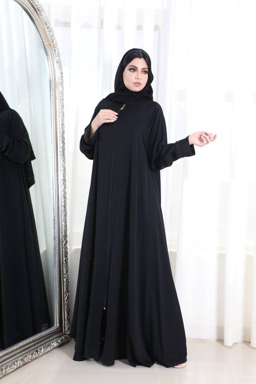 عباية رسمية ناعمة بفتحة أمامية كاملة مع سحاب 