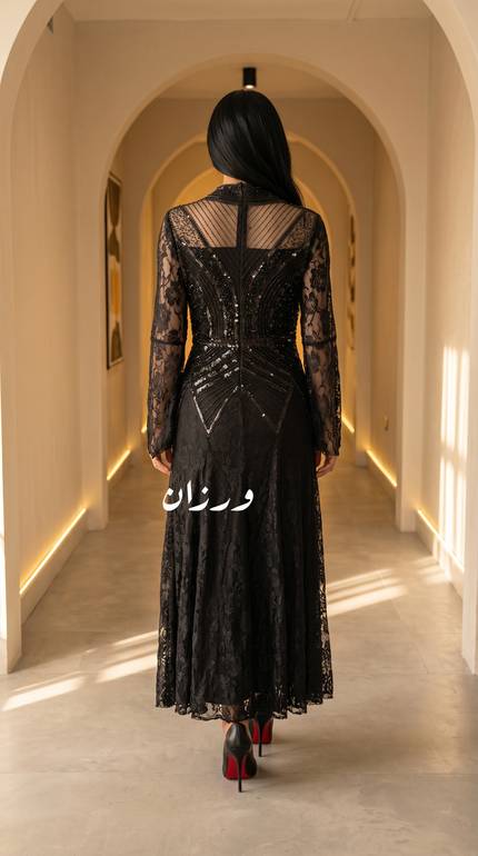 فستان ملكي بتدخيلة دانتيل ملكي