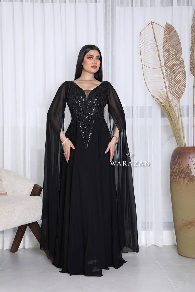 فستان سهرة ناعم وطويل شيفون ملكي