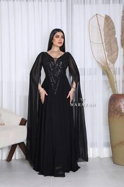 فستان سهرة ناعم وطويل شيفون ملكي