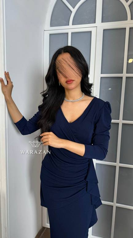 فستان سهرة ناعم ماسك أنيق أكمام طويلة 