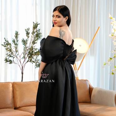 فستان سهرة ماسك مع ذيل للمناسبات 