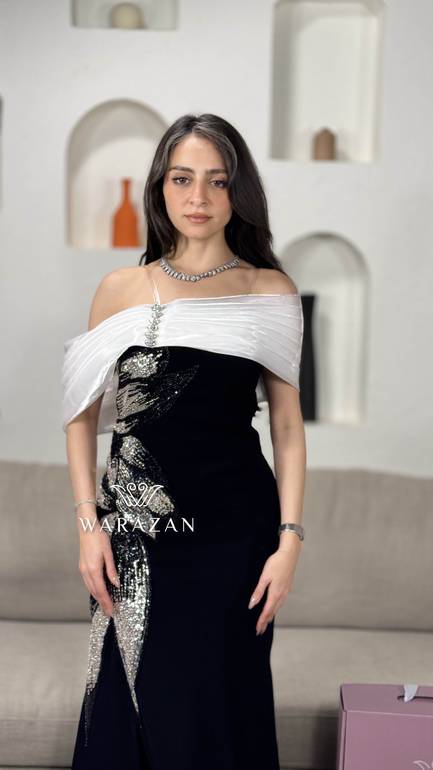 فستان سهره بقصة كتف و بكرستال 