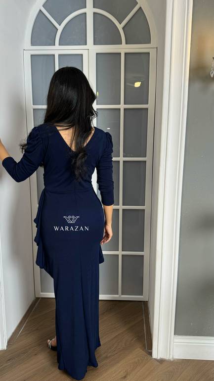 فستان سهرة ناعم ماسك أنيق أكمام طويلة 