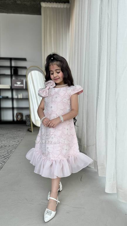 فستان بناتي مورد للعيد والمناسبات