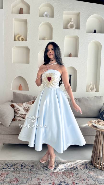 فستان سهرة ناعم توب بتطريز 