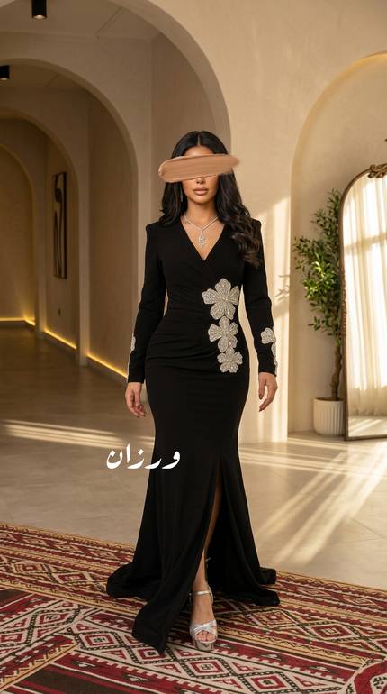 فستان سهره ماسك باكمام طويله 