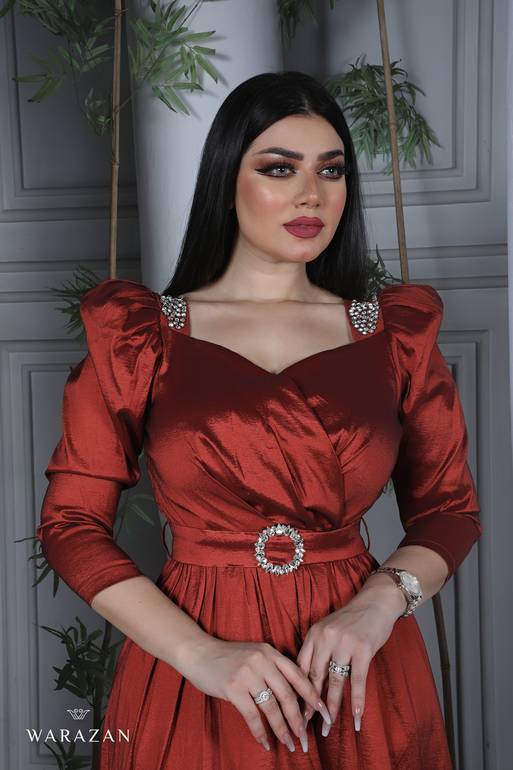 فستان راقي قماش شانطون وتطريز