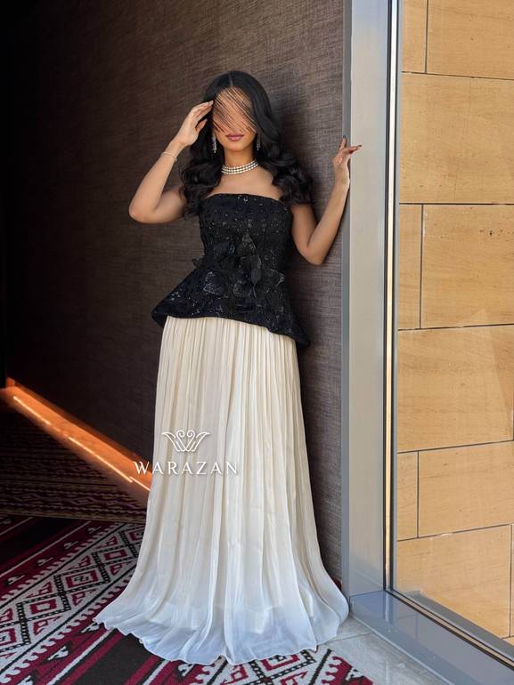 فستان سهره بكسرات و بتدخيلة ورود 