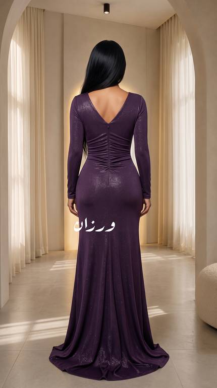  فستان سهرة بكسرات بتصميم درابيه فاخر