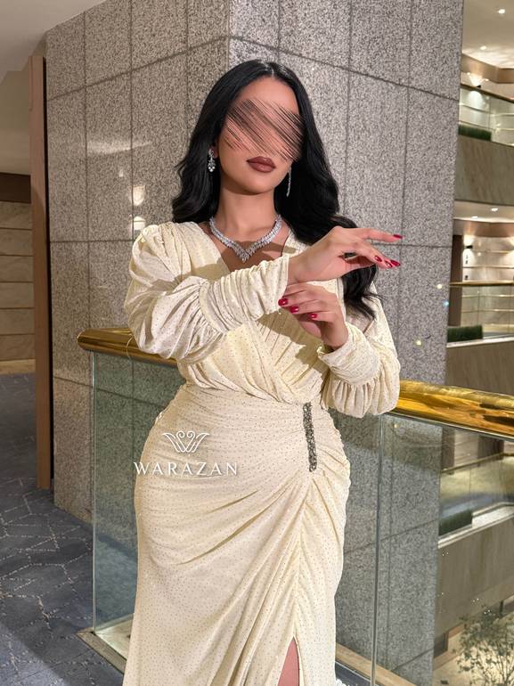 فستان سهره بكرستال من الخصر 