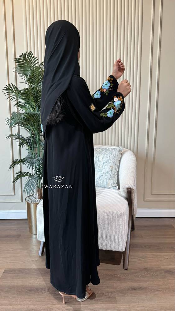 عباية قماش انترنت تطريز يدوي مورد للعيد