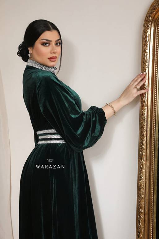 فستان مغربي مخمل سترس كامل للمناسبات