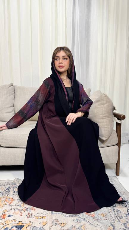 عباية انيقه بتخيلة لون برغندي