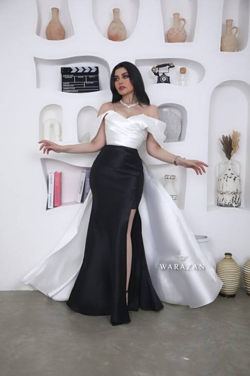 فستان سهرة ناعم ميكادو ماسك اوف شولدر